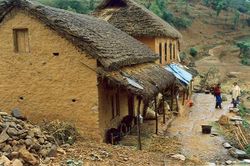 Houses in rural parts of Nepal are made up of stones and clay.
