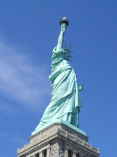The Statue of Liberty in New York Harbor, a World Heritage Site, has greeted millions of immigrants.