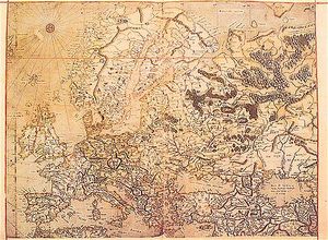 16th-century map of Europe by Gerardus Mercator.