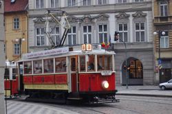 The "nostalgic tram" no. 91 runs through the city centre