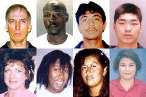 In the U.S., the FBI identifies fugitives to categories they define as sex, physical features, occupation, nationality, and race. From left to right, the FBI assigns the above individuals to the following races: White, Black, Hispanic, Asian. Top row males, bottom row females.