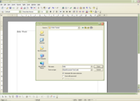 OpenOffice.org 2 for Windows saving a Hello World document