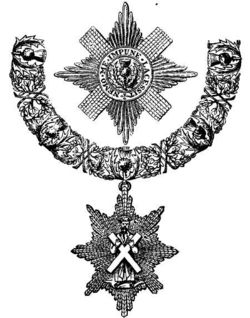 The insignia of a Knight of The Most Ancient and Most Noble Order of the Thistle