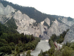 The Rhine canyon (Ruinaulta) in Graubünden in Switzerland