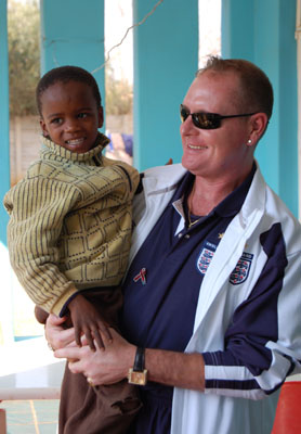 Paul Gascoigne visit the SOS Childrens Village Tlokweng